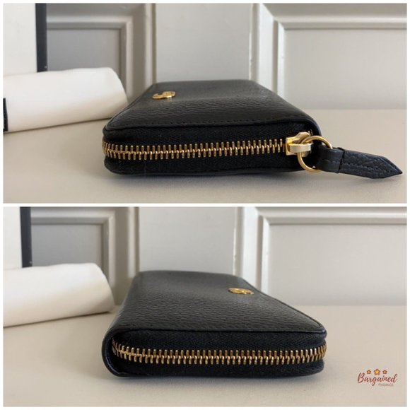 Authentic GUCCI Black Pebbled Leather Double G Metal Zip Around Long Wallet - Picture 6 of 13